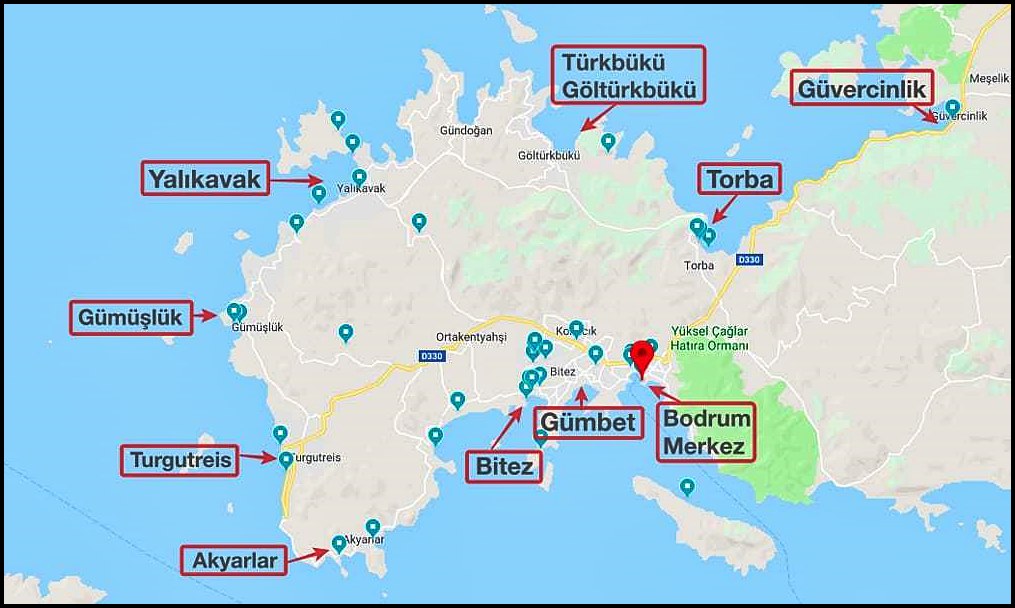 Bodrum Gezi Tatil Haritası